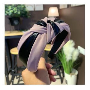 PU 패치 워크 머리띠 간단하고 넓은 테두리 매듭 미끄럼 방지 머리띠 womenhair 액세서리 - Product Image 5