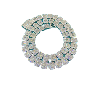 Collier en argent sterling 925 plaqué or rose, chaîne serpent style hip-hop, 18 pouces, moissanite VVS taille brillant, certifié IGI - Product Image 1