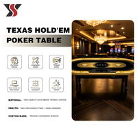 Table de poker ovale personnalisée YS Texas Hold'em 240 cm - Table de poker de qualité casino avec accoudoirs en cuir, plateau à jetons et pieds en H