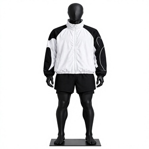 Conjunto Deportivo de Chaqueta y Pantalones Cortos 2 en 1, Color Negro y Blanco, de Secado Rápido y Transpirable, para Correr, Personalizable, OEM, ODM, Venta al Por Mayor - Product Image 1