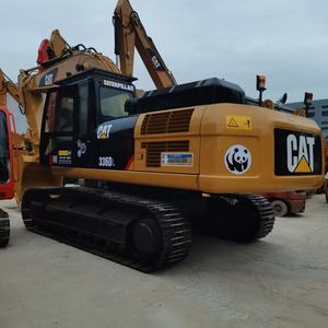 Cat 336DL Excavator Yellow Track Mounted With Panda Decal And Warning Signs For Construction Use - Product Image 1