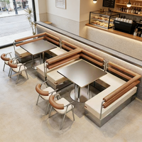 Ensemble de mobilier de restaurant industriel de luxe léger en acier inoxydable rond pour usage commercial, table et chaises modernes pour bar à domicile