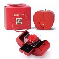 Nouvelle conception de boîte de rangement pour bijoux en plastique, boîte de rangement pour boucles d'oreilles en forme de pomme de Noël, emballage