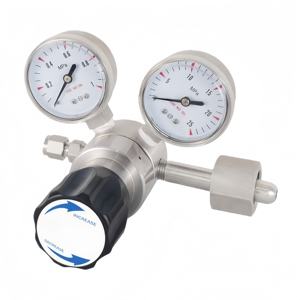 Valvola di Riduzione della Pressione dell'Aria ad Alta Pressione con Doppio Manometro per Laboratorio, Regolatore di <span class=keywords><strong>Gas</strong></span> ad Alta Pressione in Acciaio Inox 316 - Product Image 1