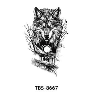 2025 nueva venta al por mayor Europeo Americano tatuaje temporal pegatina <span class=keywords><strong>brazo</strong></span> completo <span class=keywords><strong>Lobo</strong></span> Tigre flor diseño papel blanco Pequeño medio <span class=keywords><strong>brazo</strong></span> - Product Image 2