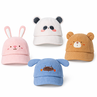 Casquette en velours côtelé pour bébé, forme animale, bord souple, faible MOQ, commande en gros directe usine, chapeau de soleil extérieur pour nourrisson et tout-petit