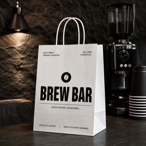 Bolsa de Papel Kraft Blanca Impresa Personalizada con Asas Retorcidas, Embalaje para Llevar Comida de Panadería y Café, Bolsa de Compras Ecológica OEM - Product Image 2