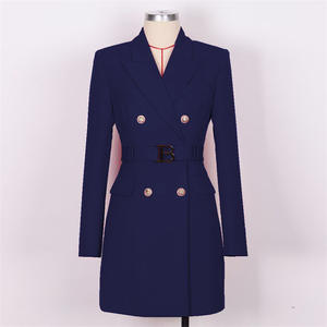 Giacca da <span class=keywords><strong>Donna</strong></span> Professionale in Stile Francese Primaverile con Vita Sottolineata, Modello Doppio Petto a Maniche Lunghe con Cintura - Product Image 3