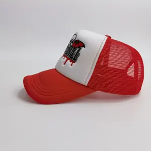 カスタム高品質刺繍トラック運転手帽子スクリーン印刷ロゴ付きトラック運転手キャッププレーンフォームトラッカーキャップ