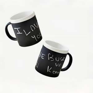 Juego de Tazas de Café HARVIT de 11 oz <span class=keywords><strong>con</strong></span> Diseño de <span class=keywords><strong>Pizarra</strong></span> en Blanco, <span class=keywords><strong>Taza</strong></span> de Cerámica para Tiza, Tazas de Cerámica Negras - Product Image 5