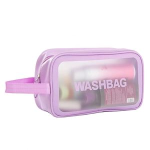 Bolsa de baño de lavado personalizada a la moda, bolsa de maquillaje transparente colorida, bolsa de cosméticos transparente de viaje impermeable Simple - Product Image 1