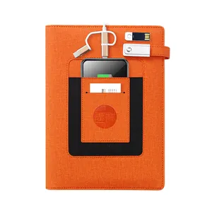 Модный оранжевый кожаный зарядный ноутбук A5 с внешним аккумулятором на 8000 мАч и флэш-накопителем USB на 16 Гб