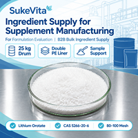 Poudre d'orotate de lithium de haute pureté CAS 5266-20-6, poudre cristalline blanche testée par HPLC, ingrédient nutritionnel en vrac