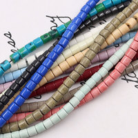 Perles en pierre d'oxyde d'anion de couleur macaron arc-en-ciel pastel 4x4mm, en forme de tube, perles en vrac pour la fabrication de bijoux, perles de bijoux en colonne