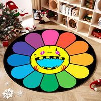 Tapis personnalisés pour la décoration du salon avec logo imprimé, tapis rond motif tournesol, tapis de classe, tapis circulaire pour la chambre à coucher