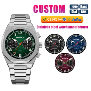 <span class=keywords><strong>Montre</strong></span> chronographe de luxe pour <span class=keywords><strong>homme</strong></span>, quartz analogique, résistante à l'eau 5ATM, bracelet en acier inoxydable personnalisé, fabricant de montres sur mesure - Product Image 1