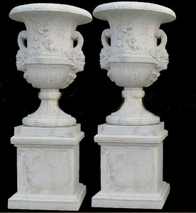 Bằng đá cẩm thạch trắng chậu hoa với khắc cho công viên sử dụng thanh lịch bằng đá cẩm thạch nồi đứng bao gồm - Product Image 2