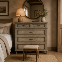 Meubles de chambre et de salon modernes durables sur mesure, fabriqués à la main en bois massif biologique, commode à 5 tiroirs, intérieur luxueux, directement de l'usine
