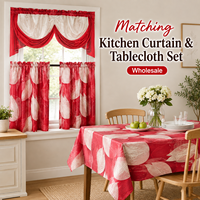 Ensemble de rideaux et nappes de cuisine de luxe sur mesure, assortis, avec cantonnière, 5 pièces pour le salon