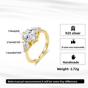 Anello da Matrimonio in Argento 925 da Donna, Stile Geometrico Minimalista con Moissanite Micro-pavé, Design Coreano-Europeo-Americano, per Commercio all'Ingrosso Transfrontaliero - Product Image 5