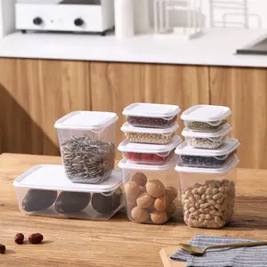 10 pcs set Products China Wholesale Price Transparent Plastic Kitchen Storage Box Food for Kitchen Grain Rice Container with Lid