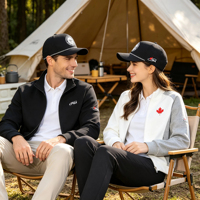 Casquette de baseball imperméable à 5 panneaux avec imprimé camouflage OEM, logo PVC personnalisé, perforations laser respirantes, unisexe, pour sports de plein air