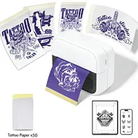 C50 Mini Printer Label Tato Nirkabel Bertenaga Baterai Thermal Tanpa Tinta 20ppm Mesin Pencetak untuk Ponsel/PC DIY/Tato