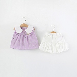 Conjunto de <span class=keywords><strong>Ropa</strong></span> para Bebé Niña con Estampado Floral y Cuello Peter Pan, Sin Mangas, Dos Piezas, Estilo Casual de Verano - Product Image 5