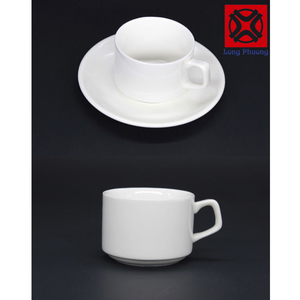 Taza de café de porcelana blanca personalizada de alta calidad, Impresión de logotipo, restaurante, Hotel, cafetería, suministrado directamente, Grupo Long Phuket - Product Image 1