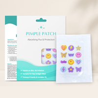 Lot de 4 patchs hydrocolloïdes anti-acné en forme d'étoiles colorées, style dessin animé, personnalisables, marque privée