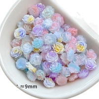 Manik-manik Plastik/Resin Bunga Mawar Campuran Laris Manis, untuk Kerajinan Tangan DIY, Stiker Kuku, Gelang, Kalung, Perhiasan