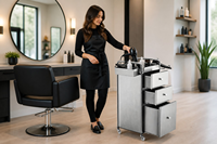 Chariot de Salon de Coiffure Moderne Multifonctionnel avec Rangement et Présentoir