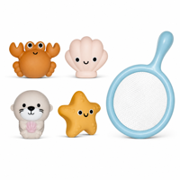 Jouets flottants cognitifs en forme d'animaux marins lumineux, ensemble de pêche avec épuisette, jouet de bain en vinyle pour enfants, cadeau pour enfants