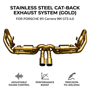 Sistema de Escape Completo Vortex Gold SS304 y Colectores para Porsche 911 GT3 991 4.0L Flat-6 9A1, Kit de Silenciador de Alto Rendimiento para Carreras - Product Image 1
