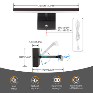 Modern New Design Picture Lightup LED Mirror <b>Wall</b> Lamp Black IP44 Rated 3000K/4000K/6000K Color Temp 50000 Hours Lifespan COMBO - Product Image 3