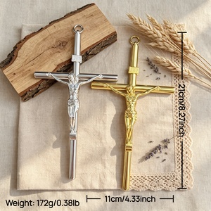 HT 금속 벽걸이 십자가 21cm 예수 그리스도 INRI 십자가 가톨릭 가정 제단 교회 종교 장식 선물 - Product Image 2