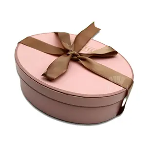 Матовая ламинированная продолговатая бумажная упаковочная коробка с круглой шелковой лентой, свадебные подарки, верхняя и нижняя подарочная коробка