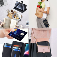 Étui de téléphone élégant avec fentes pour cartes, bandoulière réglable, couverture magnétique en cuir pour iPhone 18 Pro Max 17 16 15 Plus 14 Pro Max