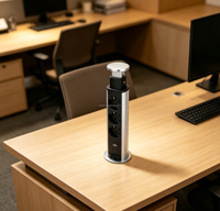 Prise de courant escamotable en cuivre ABS pour bureau, 250V 16A, avec 3 prises Schuko, USB-A et USB-C PD 20W, prise de courant rétractable