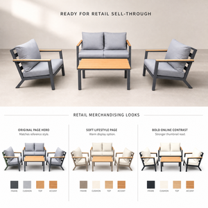 Conçu pour les terrasses de villas privées, ce salon de jardin est doté d'un cadre en aluminium et de des coussins résistants à l'air salé. - Product Image 5