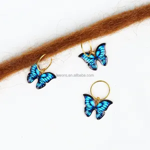 New Design Style Colorful Butterfly African Hair Rings Dreadlocks Loc Jewelry Braids Hair Pendant