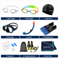 Lunettes de natation AF-5911 anti-buée, protection UV, sangle en silicone, vision claire pour l'entraînement des adultes et l'utilisation en piscine