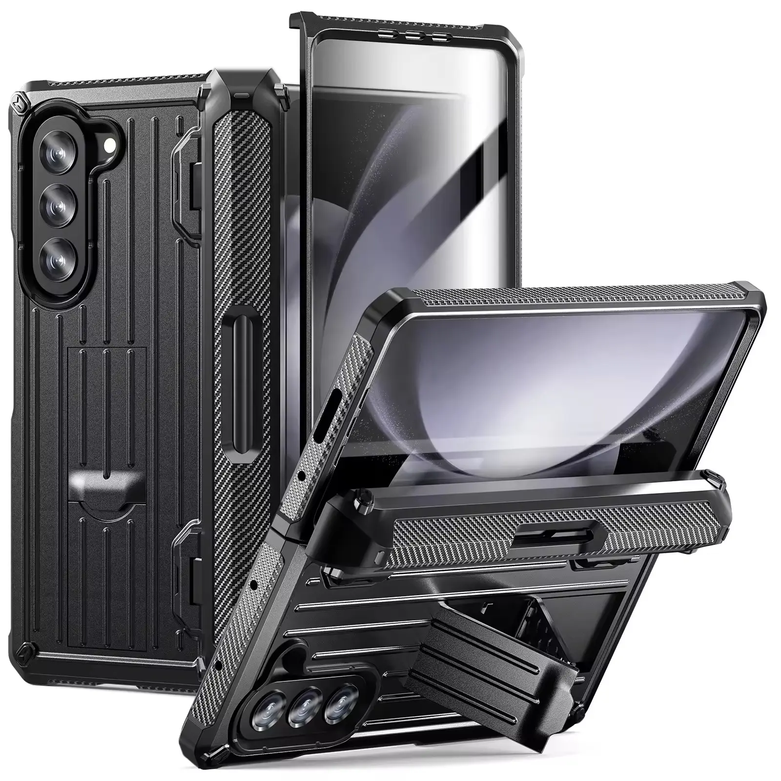 Casing ponsel gaya baru untuk Samsung Galaxy Z FoldKickstand casing kasar dengan pelindung layar bawaan + Slot pena S