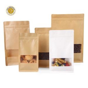 Tùy Chỉnh Nắp Kéo Giấy <span class=keywords><strong>Kraft</strong></span> Trắng <span class=keywords><strong>Doypack</strong></span> Đứng Lên Trà Cà Phê Pouch Snack Bao Bì Túi Cho Thực Phẩm Với Cửa Sổ - Product Image 2
