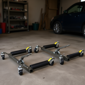 Ensemble de chariots de positionnement hydrauliques pour roues de voiture, capacité 1250 lb, avec 4 patins de levage et vérin à cliquet à commande au pied - Product Image 2