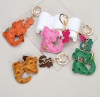 Gantungan Kunci Kucing Lucu Bahan Kulit PU - Mainan Boneka Kucing Kawaii dengan Rumbai, Gantungan Kunci Hadiah Mewah untuk Wanita