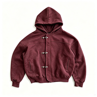 Sweat-shirts surdimensionnés de qualité supérieure en coton/polyester avec logo personnalisé OEM, boucle à fermoir, streetwear, veste pour hommes, sweats à capuche