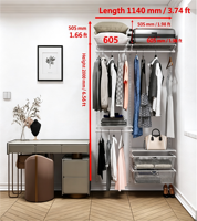Système d'organisation de placard modulaire mural réglable, étagères de rangement en fil métallique pour vêtements, pour chambre à coucher