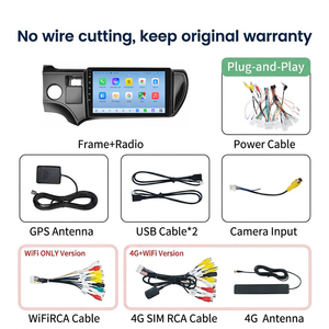 Reproductor <span class=keywords><strong>de</strong></span> Navegación GPS con Pantalla Táctil <span class=keywords><strong>de</strong></span> 9 Pulgadas, <span class=keywords><strong>Radio</strong></span> Estéreo para Automóvil, Multimedia para Toyota Prius C 2012~2014 con WIFI, BT, RDS, Carplay - Product Image 2