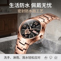 Nouvelle montre à quartz unisexe élégante en alliage de 20 mm avec aiguilles couleur acier inoxydable, double date, aiguilles lumineuses, version étanche améliorée